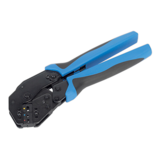 Sealey - AK3863 Ratchet Crimping Tool Angled Head Insulated Terminals Vehicle Service Tools Sealey - Sparks Warehouse