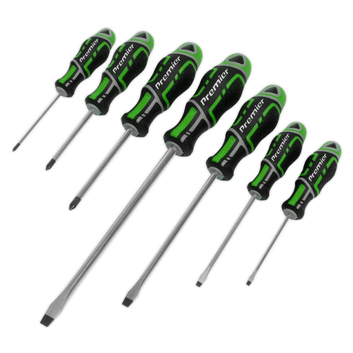 Sealey - AK4321HV Screwdriver Set 7pc GripMAX® - Hi-Vis Green Hand Tools Sealey - Sparks Warehouse