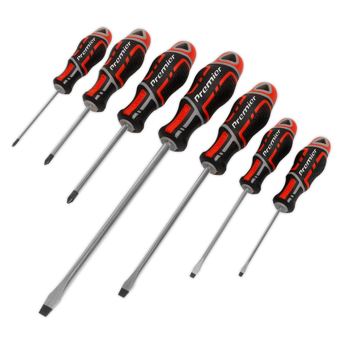 Sealey - AK4321 Screwdriver Set 7pc GripMAX® - Red Hand Tools Sealey - Sparks Warehouse