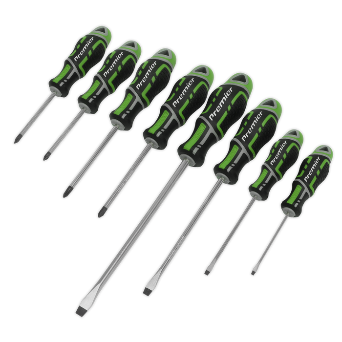 Sealey - AK4322HV Screwdriver Set 8pc GripMAX® - Hi-Vis Green Hand Tools Sealey - Sparks Warehouse