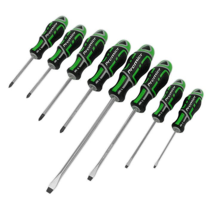 Sealey - AK4322HV Screwdriver Set 8pc GripMAX® - Hi-Vis Green Hand Tools Sealey - Sparks Warehouse