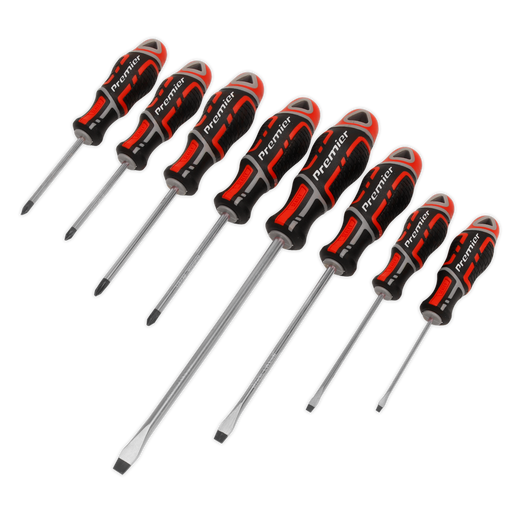 Sealey - AK4322 Screwdriver Set 8pc GripMAX® - Red Hand Tools Sealey - Sparks Warehouse