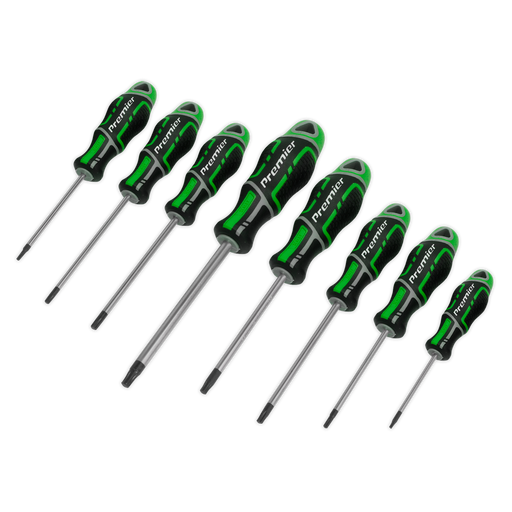 Sealey - AK4323HV Screwdriver Set 8pc Security TRX-Star* GripMAX® - Hi-vis Green Hand Tools Sealey - Sparks Warehouse