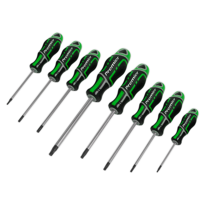 Sealey - AK4323HV Screwdriver Set 8pc Security TRX-Star* GripMAX® - Hi-vis Green Hand Tools Sealey - Sparks Warehouse