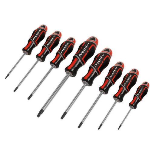 Sealey - AK4323 Screwdriver Set 8pc Security TRX-Star* GripMAX® - Red Hand Tools Sealey - Sparks Warehouse