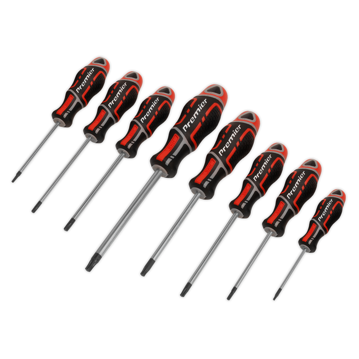 Sealey - AK4323 Screwdriver Set 8pc Security TRX-Star* GripMAX® - Red Hand Tools Sealey - Sparks Warehouse