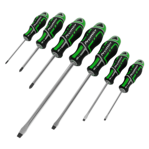 Sealey - AK4325HV Screwdriver Set 7pc GripMAX® - Hi-Vis Green Hand Tools Sealey - Sparks Warehouse