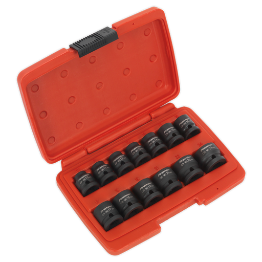 Sealey - AK5613LP Impact Socket Set 13pc 1/2"Sq Drive Low Profile Metric Hand Tools Sealey - Sparks Warehouse