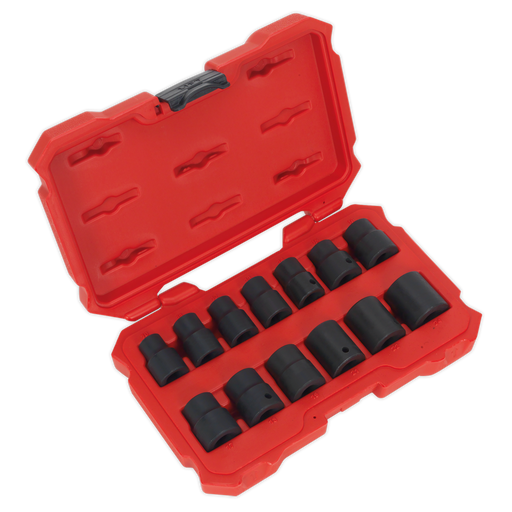 Sealey - AK5616M Impact Socket Set 13pc 1/2"Sq Drive Lock-On™ 6pt Metric Hand Tools Sealey - Sparks Warehouse