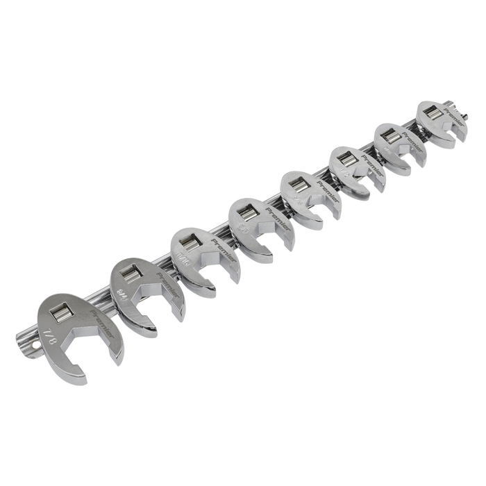 Sealey - AK599 Crow's Foot Spanner Set 8pc 3/8"Sq Drive Imperial Hand Tools Sealey - Sparks Warehouse