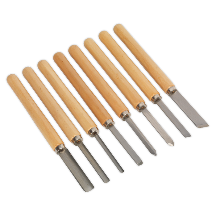 Sealey - AK60/8 Wood Turning Chisel Set 8pc Machine Shop Sealey - Sparks Warehouse