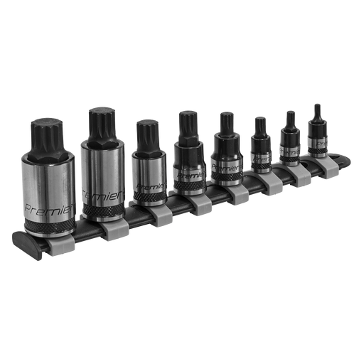 Sealey - AK6214B Spline Socket Bit Set 8pc 1/4", 3/8" & 1/2"Sq Drive Black Series Hand Tools Sealey - Sparks Warehouse