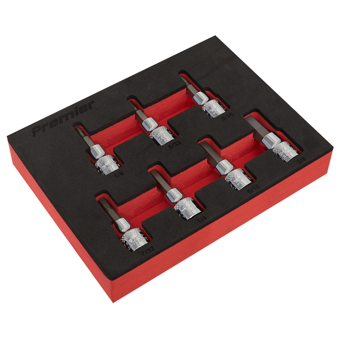 Sealey - AK6246 Hex Socket Bit Set 7pc 3/8"Sq Drive - Imperial Hand Tools Sealey - Sparks Warehouse