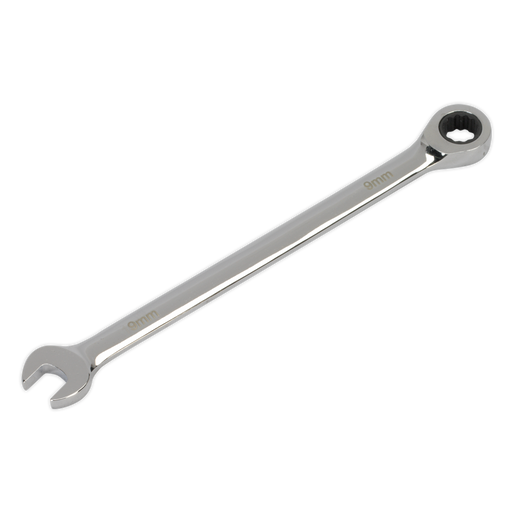 Sealey - AK6391009 Combination Ratchet Spanner Extra-Long 9mm Hand Tools Sealey - Sparks Warehouse