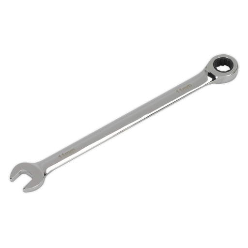 Sealey - AK6391011 Combination Ratchet Spanner Extra-Long 11mm Hand Tools Sealey - Sparks Warehouse