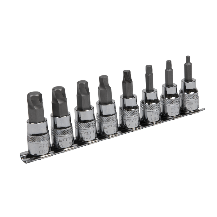 Sealey - AK65601 Hex Socket Bit Set Lock-On™ 8pc 3/8"Sq Drive Metric Hand Tools Sealey - Sparks Warehouse