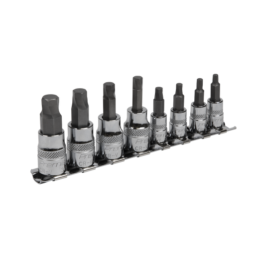 Sealey - AK65602 Hex Socket Bit Set Lock-On™ 8pc 1/4" & 3/8"Sq Drive Imperial Hand Tools Sealey - Sparks Warehouse