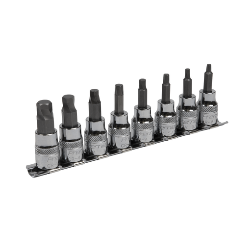 Sealey - AK65603 Hex Socket Bit Set Lock-On™ 8pc 3/8"Sq Drive - Imperial Hand Tools Sealey - Sparks Warehouse