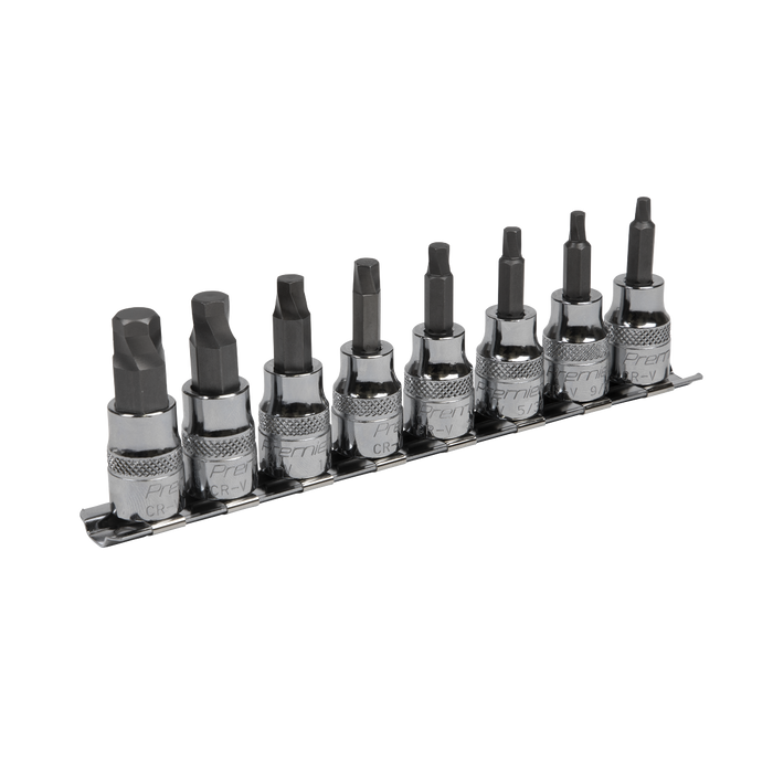 Sealey - AK65603 Hex Socket Bit Set Lock-On™ 8pc 3/8"Sq Drive - Imperial Hand Tools Sealey - Sparks Warehouse