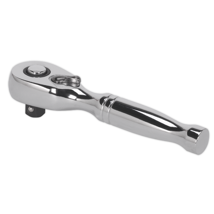 Sealey - AK660S Stubby Ratchet Wrench 1/4"Sq Drive Pear-Head Flip Reverse Hand Tools Sealey - Sparks Warehouse