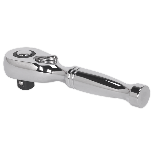 Sealey - AK661S Stubby Ratchet Wrench 3/8"Sq Drive Pear-Head Flip Reverse Hand Tools Sealey - Sparks Warehouse