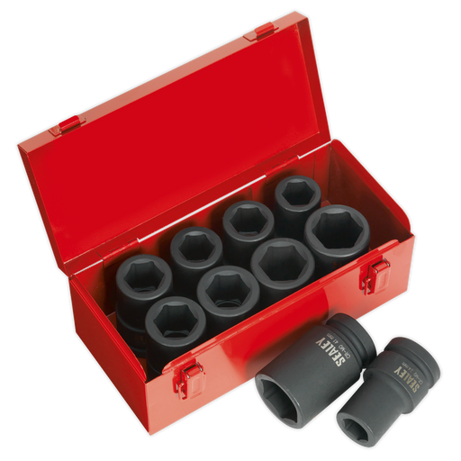 Sealey - AK689 Impact Socket Set 10pc Deep 1"Sq Drive Metric/Imperial Hand Tools Sealey - Sparks Warehouse