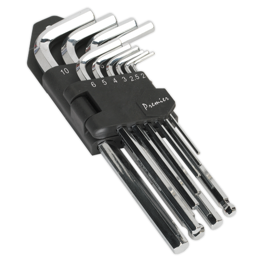 Sealey - AK7166 Hex Key Set 10pc Long Fully Polished Metric Hand Tools Sealey - Sparks Warehouse