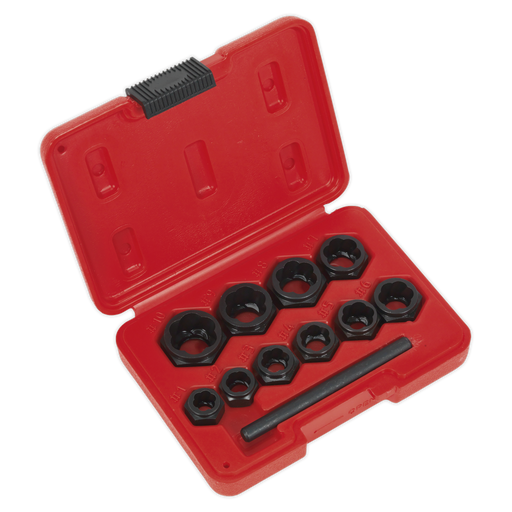 Sealey - AK8183 Bolt Extractor Set 11pc Spanner Type Machine Shop Sealey - Sparks Warehouse