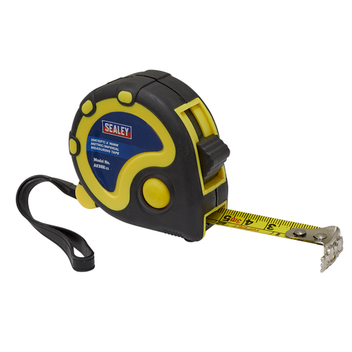 Sealey - AK988 Rubber Measuring Tape 3m(10ft) x 16mm Metric/Imperial Hand Tools Sealey - Sparks Warehouse