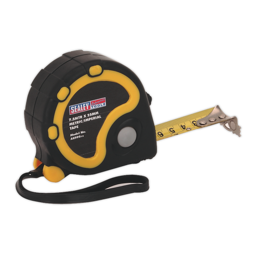 Sealey - AK990 Rubber Measuring Tape 7.5m(25ft) x 25mm Metric/Imperial Hand Tools Sealey - Sparks Warehouse