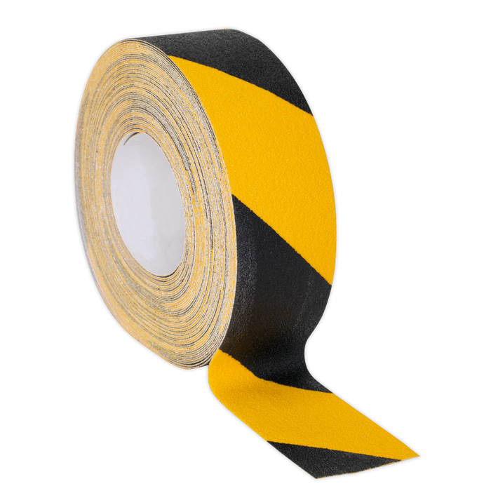 Sealey - ANTBY18 Anti-Slip Tape Self-Adhesive Black Yellow 50mm x 18m Consumables Sealey - Sparks Warehouse