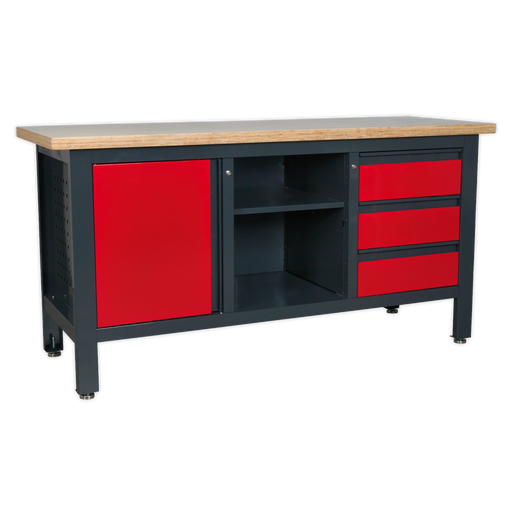 Sealey - AP1905B Workstation with 3 Drawers, 1 Cupboard & Open Storage Storage & Workstations Sealey - Sparks Warehouse