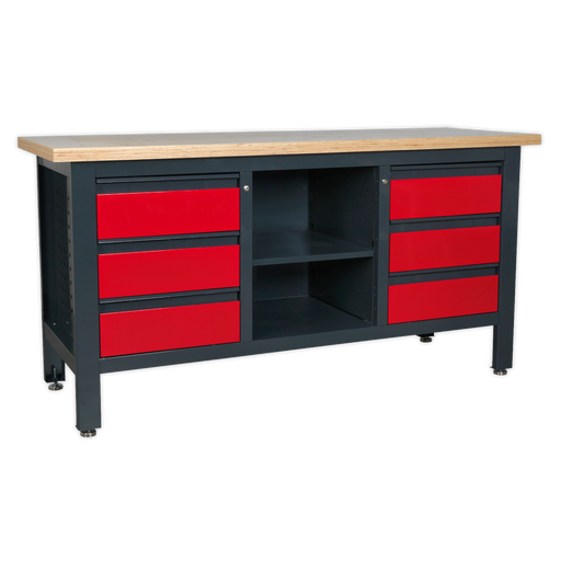 Sealey - AP1905D Workstation with 6 Drawers & Open Storage Storage & Workstations Sealey - Sparks Warehouse