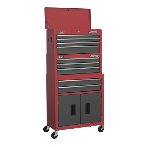 Sealey - Topchest, Mid-Box & Rollcab 9 Drawer Stack - Red Storage & Workstations Sealey - Sparks Warehouse