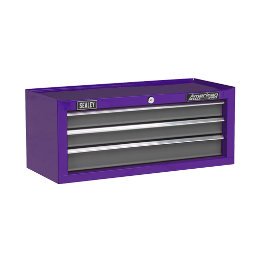 Sealey - AP22309BBCP Mid-Box 3 Drawer with Ball Bearing Slides - Purple/Grey Storage & Workstations Sealey - Sparks Warehouse