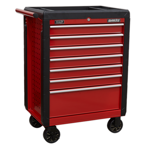 Sealey - AP3407 Rollcab 7 Drawer with Ball Bearing Slides - Red Storage & Workstations Sealey - Sparks Warehouse