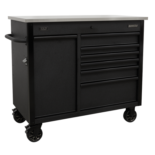 Sealey - AP4206BE Mobile Tool Cabinet 1120mm with Power Tool Charging Drawer Storage & Workstations Sealey - Sparks Warehouse