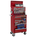 Sealey - APCOMBOBBTK57 Topchest & Rollcab Combination 15 Drawer with Ball Bearing Slides - Red & 147pc Tool Kit Storage & Workstations Sealey - Sparks Warehouse