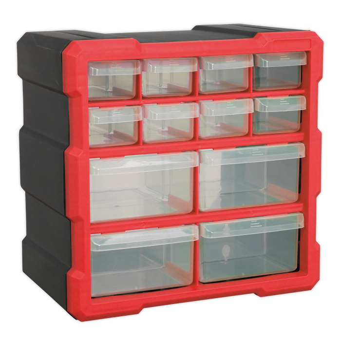 Sealey - APDC12R Cabinet Box 12 Drawer - Red/Black Storage & Workstations Sealey - Sparks Warehouse