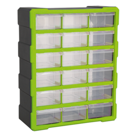 Sealey - APDC18HV Cabinet Box 18 Drawer - Hi-Vis Green/Black Storage & Workstations Sealey - Sparks Warehouse