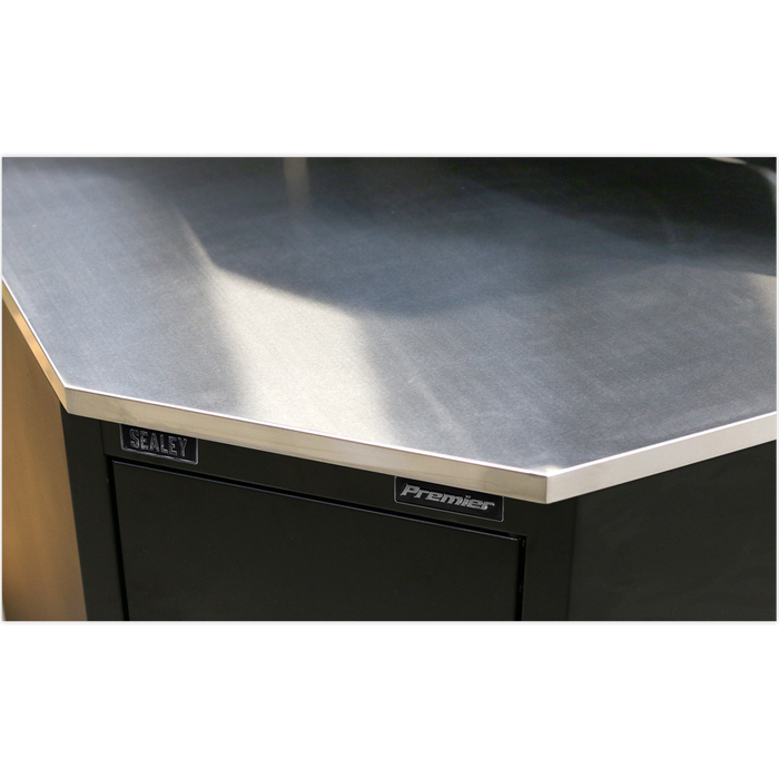 Sealey - APMS19 Stainless Steel Corner Worktop 930mm Storage & Workstations Sealey - Sparks Warehouse