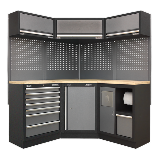 Sealey - APMSSTACK08W Modular Storage System Combo - Pressed Wood Worktop Storage & Workstations Sealey - Sparks Warehouse