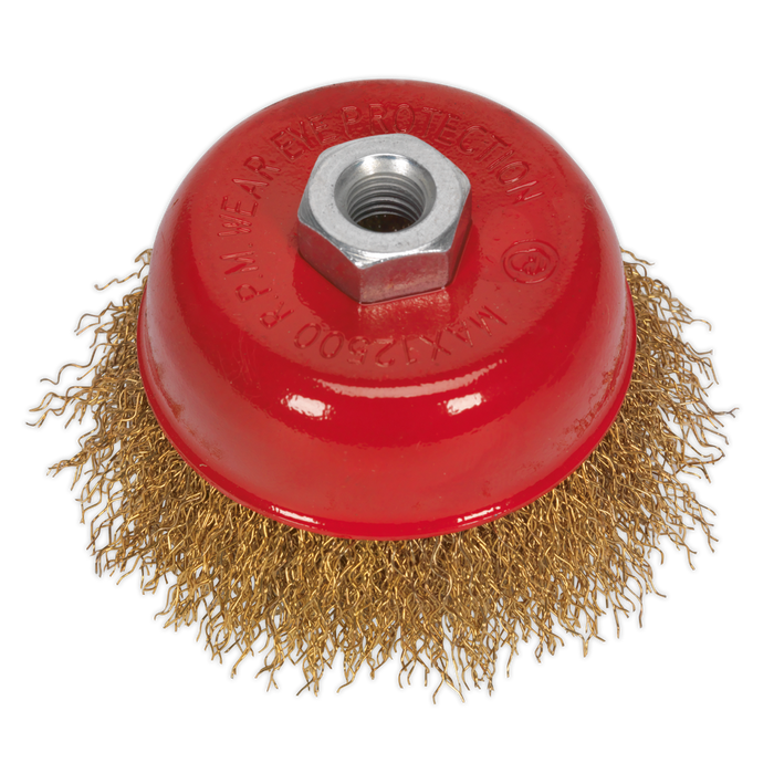 Sealey - CBC752 Brassed Steel Cup Brush Ø75mm M14 x 2mm Consumables Sealey - Sparks Warehouse