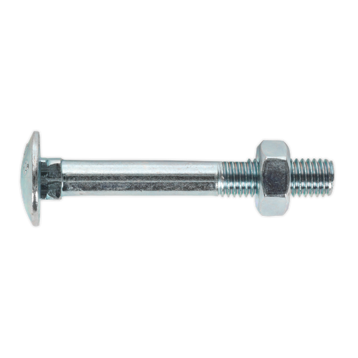 Sealey - CBN1075 Coach Bolt & Nut M10 x 75mm Zinc DIN 603 Pack of 50 Consumables Sealey - Sparks Warehouse