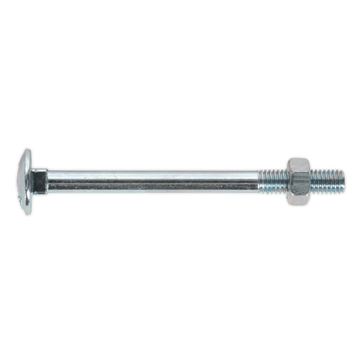 Sealey - CBN675 Coach Bolt & Nut M6 x 75mm Zinc DIN 603 Pack of 100 Consumables Sealey - Sparks Warehouse