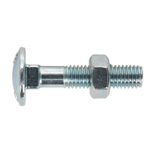 Sealey - CBN840 Coach Bolt & Nut M8 x 40mm Zinc DIN 603 Pack of 50 Consumables Sealey - Sparks Warehouse