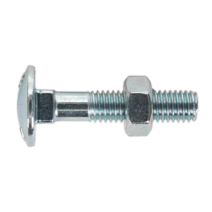 Sealey - CBN840 Coach Bolt & Nut M8 x 40mm Zinc DIN 603 Pack of 50 Consumables Sealey - Sparks Warehouse