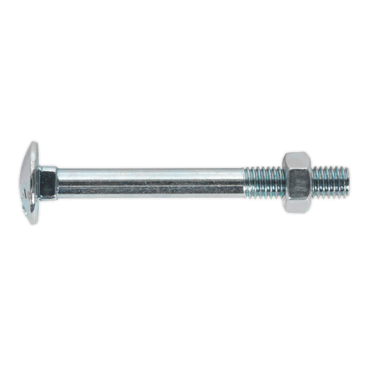 Sealey - CBN875 Coach Bolt & Nut M8 x 75mm Zinc DIN 603 Pack of 50 Consumables Sealey - Sparks Warehouse