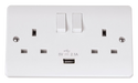 Scolmore CMA770 - 13A 2 Gang Switched Socket With 2.1A USB Outlet (Twin Earth) MODE Accessories Scolmore - Sparks Warehouse