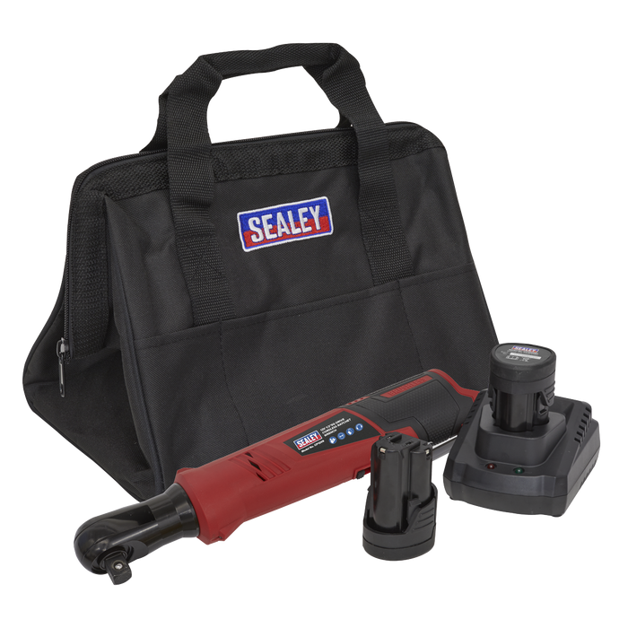 Sealey - Cordless Ratchet Wrench 1/2"Sq Drive 12V Lithium-ion - 2 Batteries Electric Power Tools Sealey - Sparks Warehouse